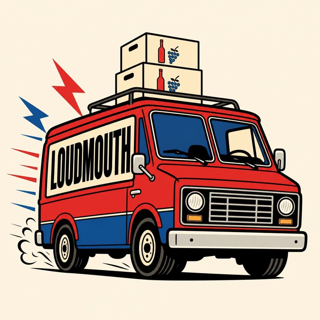 LOUDMOUTH delivery van loaded with wine cases
