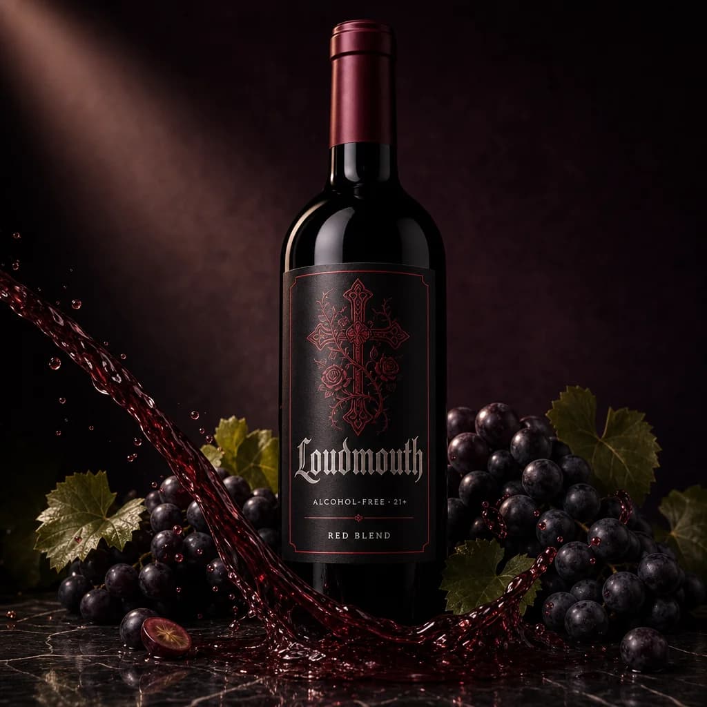 Loudmouth Red Blend 750 ml bottle with its matte black blackletter label